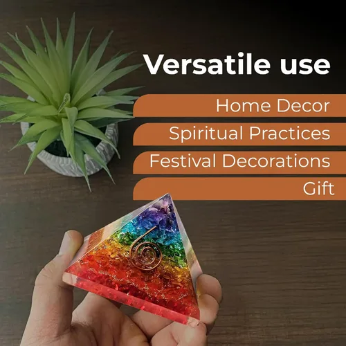 Vista 5 de Pirámide de orgón del Éxito – Pirámide de orgonita de 7 Chakras para sanación, meditación, alivio del estrés, energía positiva y equilibrio