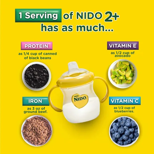 Vista 4 de Nestle Nido Kinder 2+ - Leche en polvo para niños pequeños, 28.22 oz, paquete de 36