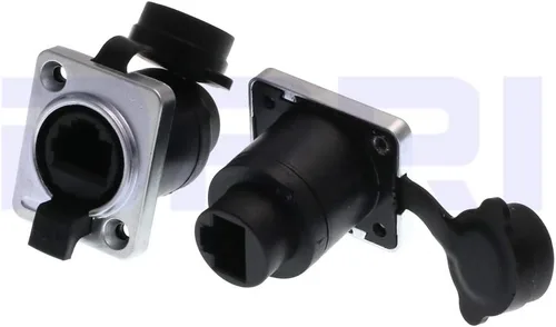 Vista 3 de 3 unids recto doble puerto RJ45 zócalo, Ethernet impermeable conector IP65 montaje en panel compatible CAT5e