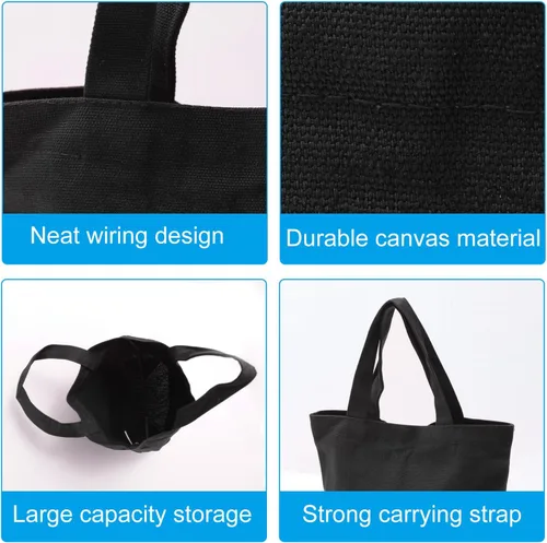 Vista 5 de PATIKIL Bolsa de lona para mujer, pequeña bolsa de lona de algodón, resistente, reutilizable, mini bolsa de mano, lavable, bricolaje