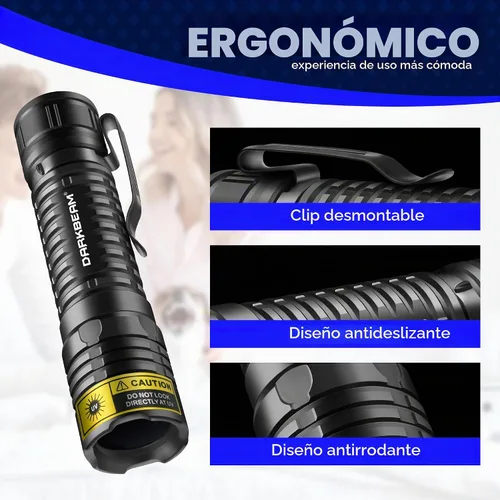 Vista 5 de DARKBEAM Linterna UV 365 nm Luz Negra LED, Mini pero Potente Lámpara de Bosque Recargable Ultravioleta USB -C, Detector de Orina de Mascotas