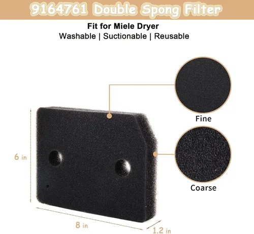 Vista 2 de 9164761 Filtro para Miele Plinth Filtro de repuesto T1 Bomba de calor Secadoras Reemplazar TMB540WP TKS850WP TKG840WP TKS650WP TKB150WP TKG450WP