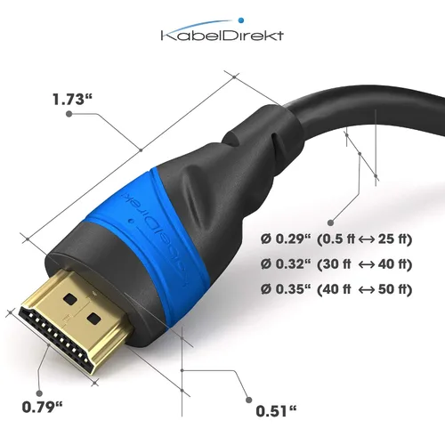 Vista 5 de KabelDirekt – Cable HDMI 8K / 4K – 0.5 pies y más cables HDMI (0.5 pies–75 pies) – Cable HDMI de ingeniería alemana – Soporta 10K/8K@60Hz/4K@120Hz