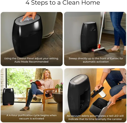 Vista 2 de EyeVac Air - Purificador de aire HEPA 2 en 1 y recogedor automático de vacío sin contacto, ultra rápido y potente, cubre 600 pies cuadrados