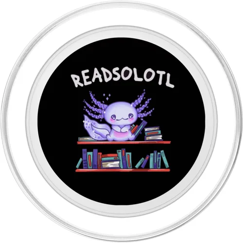 Vista 2 de Bibliotecario Axolotl gótico gótico amante de la lectura de libros PopSockets MagSafe PopGrip para iPhone