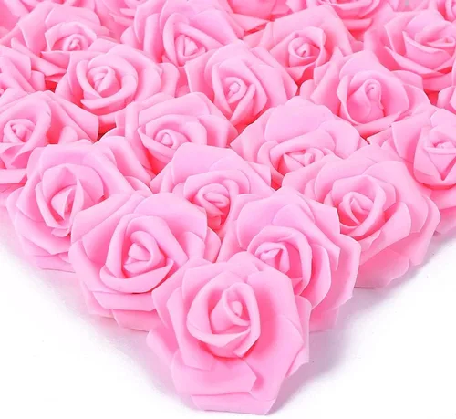 Vista 19 de IPOPU Cabezales de rosas artificiales, 100 rosas falsas de espuma negra de aspecto real para bricolaje, bodas, baby shower, centros de mesa 100