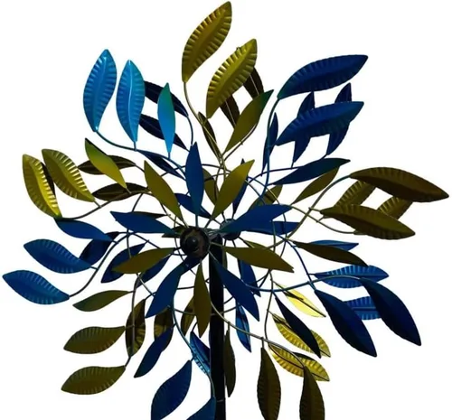 Vista 2 de Astral Starburst Chalily Garden Wind Spinner Esculturas cinéticas Grandes Mandala Spokes Arnés El Poder del Viento para un hermoso arte giratorio
