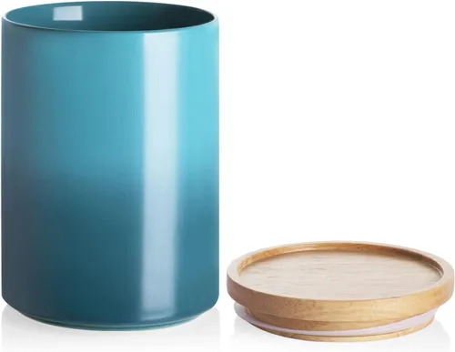 Vista 48 de Recipientes de cocina Sweejar, tarro de almacenamiento de cerámica para alimentos, recipientes apilables con tapa hermética de madera para servir