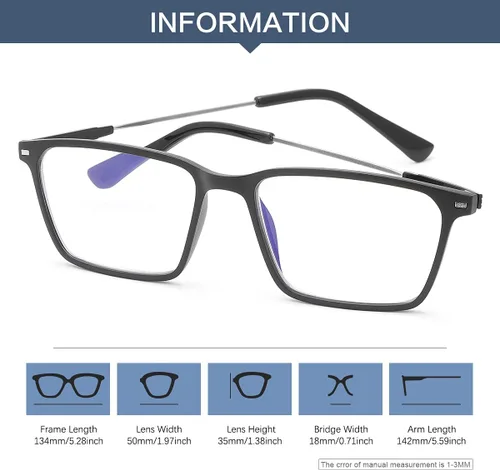 Vista 6 de Paquete de 2 anteojos de lectura multifocales progresivos para computadora, sin línea, bloqueo de luz azul, lentes multifocales