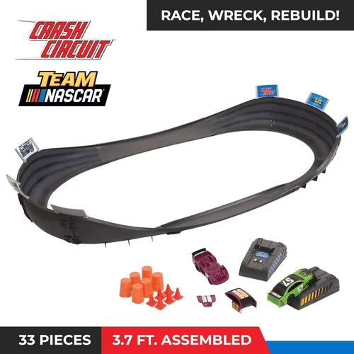 Vista 3 de Juego de pistas de carreras de coches de ranura NASCAR Crash Circuit Short Track 2 autos eléctricos con Cargadores Flash Pistas de carreras