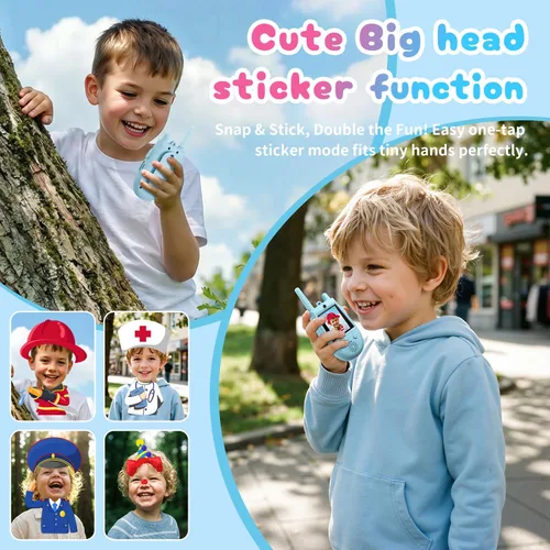 Vista 4 de Paquete de 2 walkie talkies de video para niños, walkie talkies con video Azul/Azul