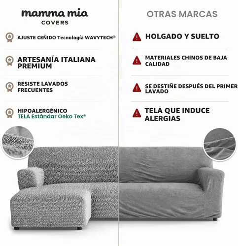 Vista 8 de PAULATO BY GA.I.CO. Funda para Sofá Seccional - Funda para Sofá Chaise en Forma de L - Fundas Lavables para Sofá de Esquina - Funda Elástica