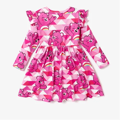 Vista 6 de Care Bears - Vestido de tirantes para niña, vestido de tirantes para niña, vestido acampanado a rayas rosadas, 3M-24 meses
