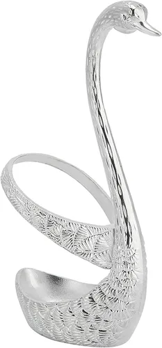 Vista 3 de Kit de cuchara de café con soporte en forma de cisne de aleación de zinc y 6 cucharas de café de acero inoxidable, juego de cucharas de comida