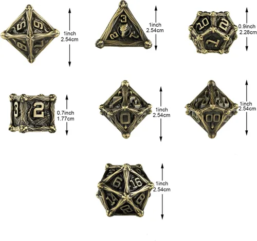 Vista 3 de Surpass DND - Juego de dados de metal, 7 piezas, para juegos de rol, dados poliédricos, regalos de mazmorras y dragones (turquesa antigua)