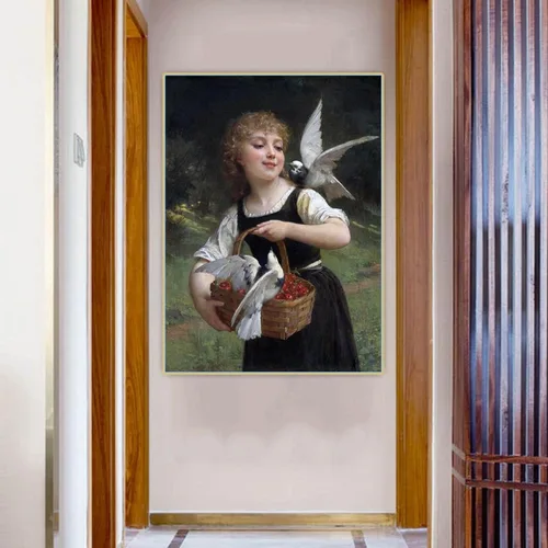 Vista 5 de Messenger of Love" por Emile Munier impresión en lienzo ,Cuadrode arte de pared para la decoración del hogar de la sala de estar 60x84cm sin marco