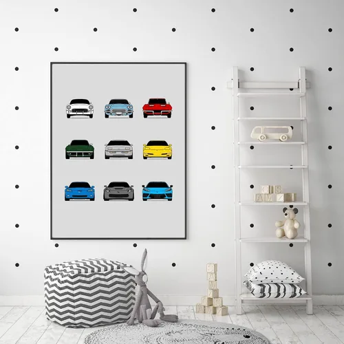Vista 6 de Custom Car Posters Póster hecho a mano compatible con Chevy Corvette Generations e impresión de C1 C2 C3 C4 C5 C6 C7 C8 – Multi, impresión metálica