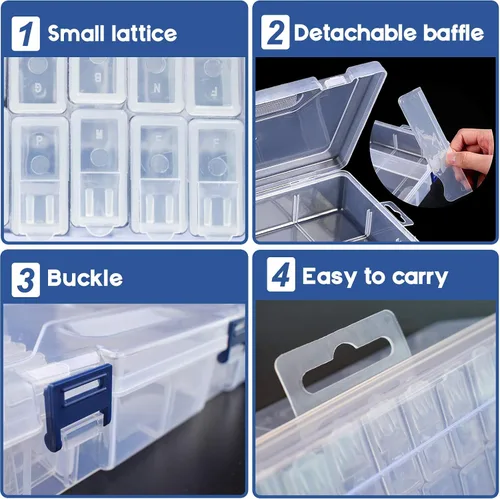 Vista 5 de Suptikes 110 herramientas y accesorios de pintura de diamante con 44 ranuras para pintura de diamante para adultos o niños, se aplica a pintura