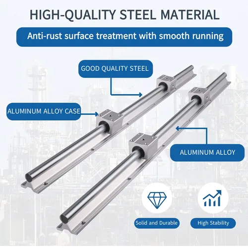 Vista 3 de Rieles lineales 2 unidades SBR12-11.811 in y 4 unidades SBR12UU Bloques de rodamientos lineales y rieles para enrutadores CNC de bricolaje Máquina
