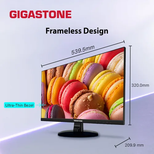 Vista 8 de Gigastone Monitor de luz trasera LED IPS de 24 pulgadas, 75 Hz, FHD 1920 x 1080, 1080P 178 ° de visión amplia sin marco, monitor de computadora sin