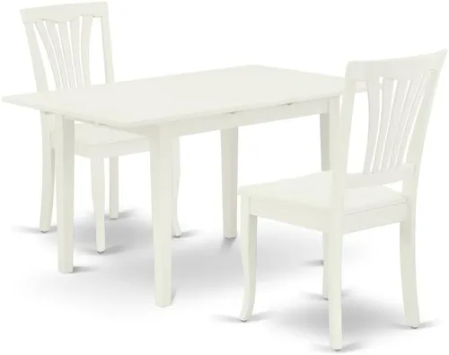 Vista 13 de East West Furniture NOAV3-BLK-LC - Juego de comedor de 3 piezas para espacios pequeños, contiene una mesa de comedor rectangular con hoja