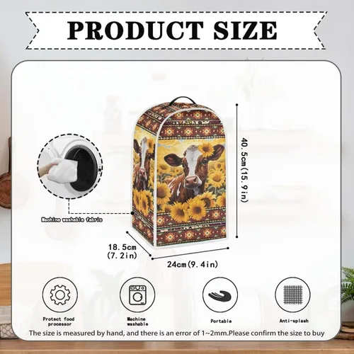 Vista 6 de Aztec Cow - Funda para batidora de girasoles con mango superior, ligera, lavable, para cocina, cafetera, decoración de procesadores de alimentos