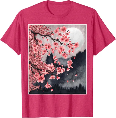 Vista 31 de Sakura - Camiseta japonesa de cerezo en flor japonesa, Negro, S