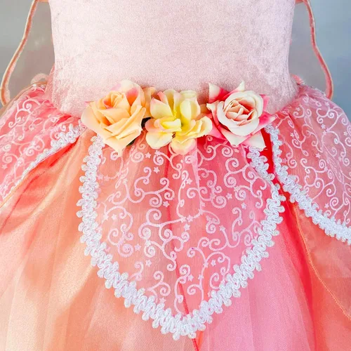 Vista 5 de DJDLPARTY Conjunto de disfraz de hada rosa para niñas con alas y diadema