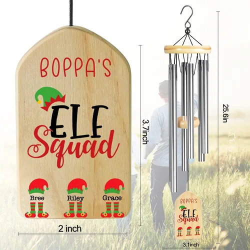 Vista 2 de Campanillas de viento personalizadas, regalos para abuelo para Boppa de nietos y nietos, los mejores regalos de Boppa, regalos de cumpleaños