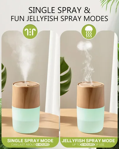 Vista 2 de Difusor de aceite esencial de 10.1 fl oz, humidificador silencioso 4 en 1 de alta calidad con modo de pulverización de medusas, aromaterapia