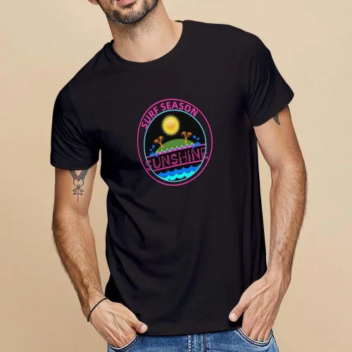 Vista 3 de Camiseta clásica para hombre, diseño de símbolos divertidos extraños, manga corta, color negro, camiseta casual de primera calidad