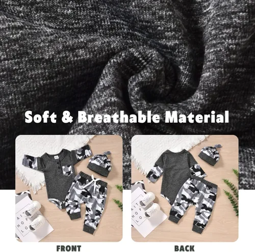Vista 4 de Aalizzwell Conjunto de Ropa para Bebé Recién Nacido, Niños, Otoño e Invierno Camouflaje