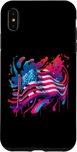 Vista 7 de iPhone 15 Watercolor American USA Flag Patriot 4th of July Fourth Pink Case
