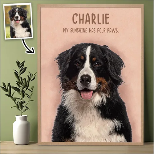 Vista 8 de 39HABORA Póster de lienzo personalizado con retrato de mascota a partir de foto, pintura en acuarela, arte de pared personalizado con retrato