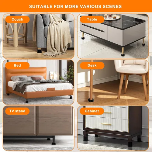Vista 6 de shouwuhho Paquete de 12 Elevadores de Muebles Ajustables Elevadores de Cama de Servicio Pesado Elevan Altura 1", Elevadores de Cama Cuadrados
