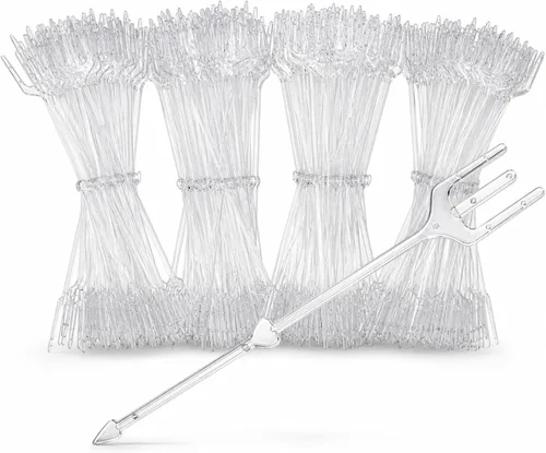 Vista 9 de RHBLME 320 púas florales para tarjetas, de plástico transparente de 9.5 pulgadas, cabeza recta, tarjetero para canasta de arreglos, ramo de regalo