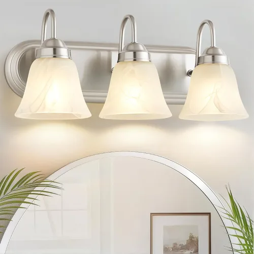Vista 12 de EJIAXIN Lámpara de baño de 3 luces sobre espejo – Accesorios de iluminación vintage para baño, lámpara de pared fácil de instalar, luces de tocador