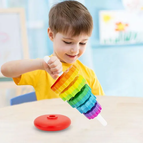 Vista 3 de BYFWH Juguete apilable para bebés, juguetes apilables de primera calidad para niños, juguete apilable giratorio para bebés y niños pequeños, juguete
