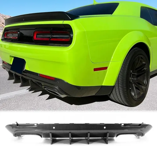 Vista 16 de FREEMOTOR802 Difusor Trasero Compatible con Dodge Challenger 2015-2023, Impresión de Fibra de Carbono PP Moldura de Parachoques Trasero Labio