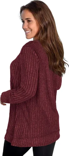 Vista 3 de WIHOLL - Suéter de manga larga, con cuello en V, color liso, a la moda para mujer