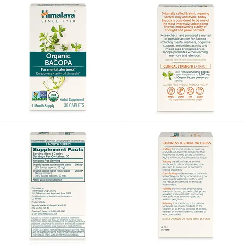 Vista 7 de Himalaya Bacopa orgánica - Suplementos herbales de Bacopa Monnieri para el apoyo a la memoria y la concentración - USDA Orgánico, vegano, sin OMG