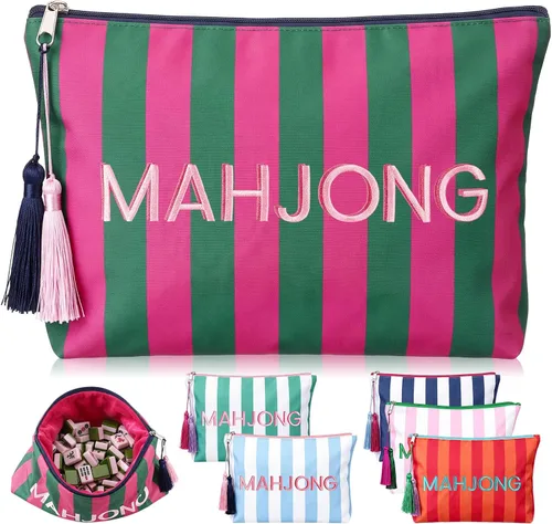 Vista 12 de Gilprop Bolsa de azulejos Mahjong a rayas, rojo y naranja, estándar