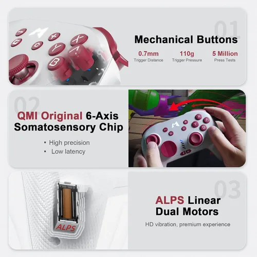 Vista 4 de MOBAPAD ChiTu Bluetooth Controller for SwitchSwitch OLEDSteam Deck, Hall Sensor Joystick&Mechanical Keys,Macro Programmable
