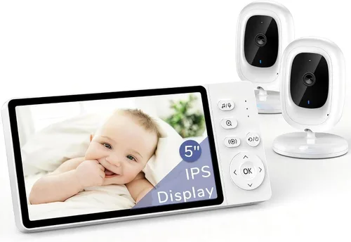 Vista 10 de Monitor de bebé sin video WiFi, pantalla IPS 1080P de 5 pulgadas 2-Blanco