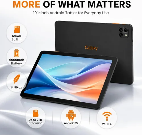 Vista 2 de Tableta: Tablet de 10 pulgadas, tabletas Android 15, 12 GB de RAM 128 GB ROM, procesador Octa-core, pantalla IPS HD, Widevine L1, WiFi 6 y Bluetooth
