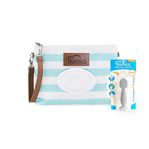 Vista 13 de Bumco - Bolsa de mano para pañales – Dispensador de toallitas portátil y soporte para pañales, estuche hermético de viaje para toallitas para bebés