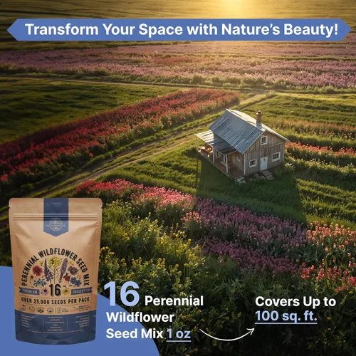 Vista 4 de Organo Republic Mezcla de 16 semillas de flores silvestres perennes para interiores y exteriores, más de 25,000 semillas de jardín de flores