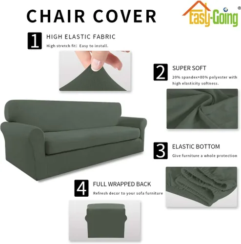 Vista 4 de Easy-Going Funda de Sofá Elástica de Microfibra de 2 Piezas – Cubierta de Sofá Suave Ajustada de Spandex, Protector de Muebles Lavable con Parte