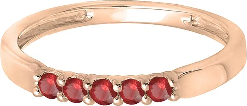 Vista 25 de Dazzlingrock Collection Anillo de boda redondo de 5 piedras preciosas o diamantes para mujer en oro macizo de 10 K/14 K/18 K