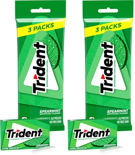 Vista 20 de Trident Goma de mascar de menta verde sin azúcar, 3 paquetes de 14 piezas (42 piezas en total)